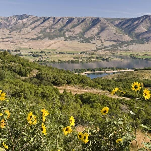 NA, USA, Utah, Ogden. Pineview Reservoir in Ogden Valley provides recration