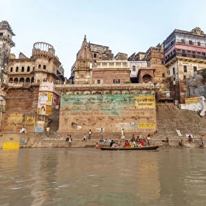 Old buildings by the Ganges river, Varanasi, India