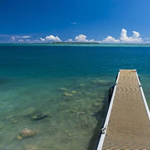 Pier with Ccocs island in the background, Guam, US Territory, Central Pacific