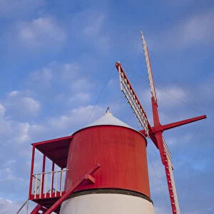 Portugal, Azores, Pico Island, Madalena. Traditional windmill