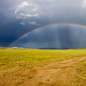 Rainbow in big sky country, Mongolia