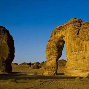 Saudi Arabia, Al Ula, elephant rock in the desert near the oasis