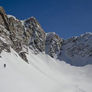 skiers traversing in Mill B South Fork, Twin Peaks Wilderness, Big Cottonwood Canyon