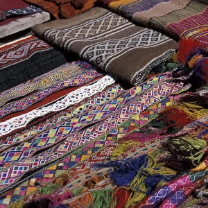 South America, Peru, famous Pisac market, Peruvian crafts, colorful textiles