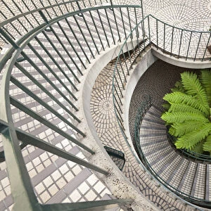 Spiral staircase at the Embarcadero Center in downtown San Francisco, California, USA
