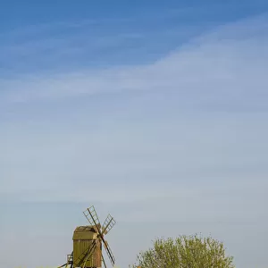 Sweden, Oland Island, Lerkaka, antique wooden windmills