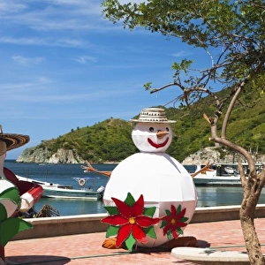 Taganga, Colombia. Caribbean Christmas decorations in the tropics