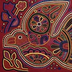 Traditional decorative fabric panel, Molas, (Bird), by Kuna Indians, San Blas Islands, Panama