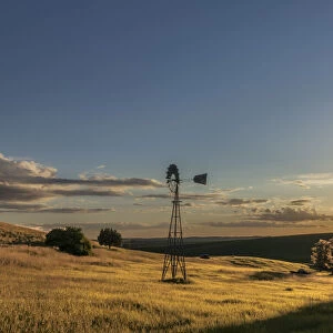 Windmill at sunset, Palouse region of eastern Washington