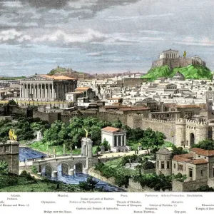 Print of Ancient Athens from the east during Hadrian's reign Print of Ancient Athens from the east during Hadrian's reign