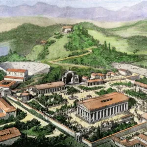 Ancient Olympia Print: A Hand-colored Halftone Reproduction Ancient Olympia Print: A Hand-colored Halftone Reproduction