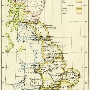 Print of 597 AD Britain Map Print of 597 AD Britain Map