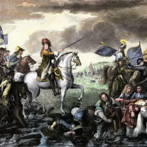 Print of William of Orange at the Battle of the Boyne, 1668 Print of William of Orange at the Battle of the Boyne, 1668
