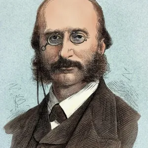 Jacques Offenbach Print - Digitally Colored Woodcut Portrait Jacques Offenbach Print - Digitally Colored Woodcut Portrait
