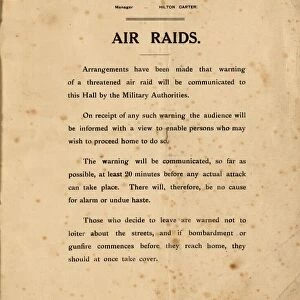 Royal Albert Hall Air Raid Instructions Poster