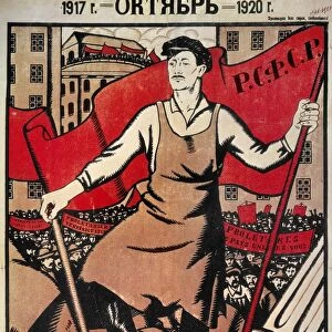 1917 - October - 1920. Three Years Ago, Comrades, - Can You Still Remember? Russian Soviet lithograph poster, 1920, by an unkown artist