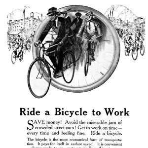 AD: BICYCLES, 1920. American advertisement from the Cycle Trades of America. Illustration