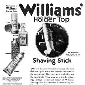 AD: SHAVING SOAP, 1918. American advertisement for Williams Shaving Stick