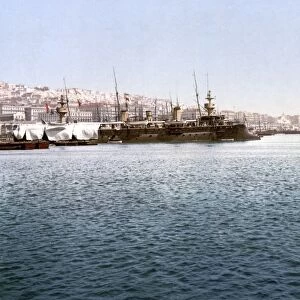ALGIERS: HARBOR, c1899. Warships in the harbor of Algiers, Algeria, during French colonial rule