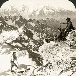 ALPINE MOUNTAINEERING, 1908. A view of Mont Blanc (15, 782 ft. ) in the Savoy Alps
