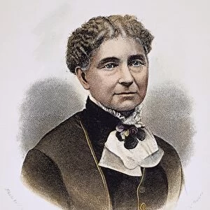 AMELIA BLOOMER (1818-1894). American feminist and temperance reformer: line and stipple engraving, 1881