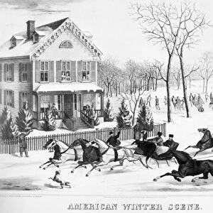AMERICA: SLEIGHING, 1867. American winter scene. Lithograph, 1867