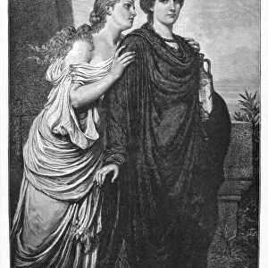 ANTIGONE with her sister, Ismene (left): line engraving, 19th century