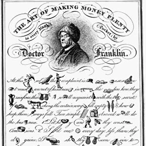ART OF MAKING MONEY PLENTY. A rebus devised by Benjamin Franklin (1706-1790)