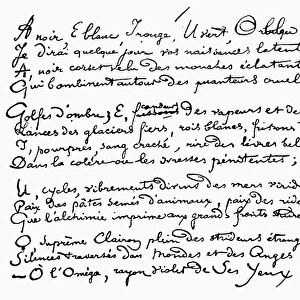 ARTHUR RIMBAUD (1854-1891). French poet. Manuscript page of a poem by Rimbaud