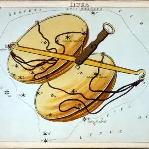 Print of Constellation Libra, line engraving Print of Constellation Libra, line engraving
