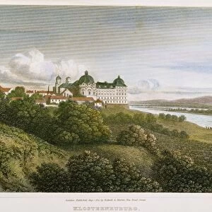 AUSTRIA: KLOSTERNEUBERG. Kosterneuberg, an outer district of Vienna, on the Danube. Steel engraving, 1821, after Robert Batty