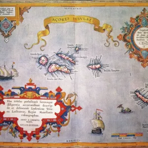 CARTE DES AZOURES, c1584. Carte gravée par Abraham Ortelius.