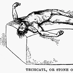 AZTEC RITUAL SACRIFICE. Techcatl, or stone of sacrifice