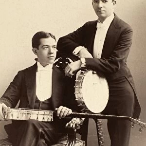 BANJO DUO, c1900. The banjo duo of Ruby Brooks and Harry Denton. Original cabinet photograph
