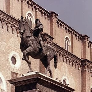 BARTOLOMEO COLLEONI. (1400-1475). Italian soldier. Bronze equestrian monument in Venice by Andrea Verrocchio