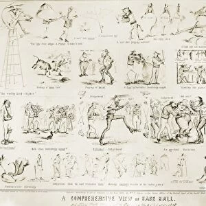 BASEBALL CARTOONS, 1859. A Comprehensive View of Baseball. Series of American cartoons about baseball, 1859