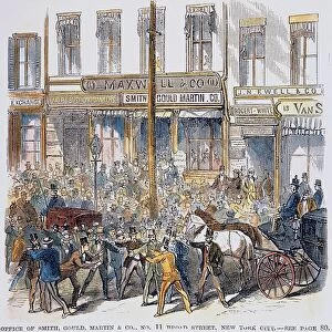 BLACK FRIDAY, 1869. The scene at Broad Street in New York City on Black Friday, the Gold Panic of September 24, 1869. Contemporary American engraving