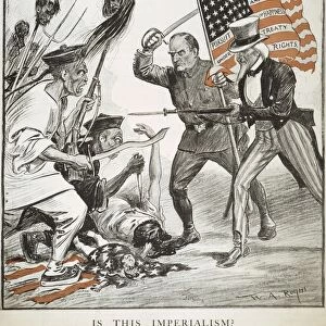 BOXER REBELLION CARTOON. American cartoon comment, 1900, on American participation, under President William McKinley, in the expedition to free besieged foreigners during the Boxer Rebellion in China that year