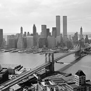 BROOKLYN BRIDGE, 1978. Looking west towards Manhattan, New York. Photograph by Jack Boucher