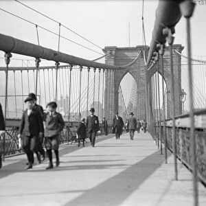 BROOKLYN BRIDGE, c1910. The pedestrian promenade, New York. Photograph, c1910