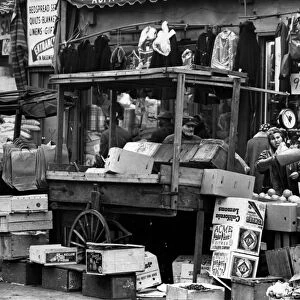 BROOKLYN: MARKET, 1962. A pushcart market on Belmont Avenue in Brownsville, Brooklyn, New York