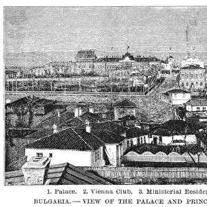 BULGARIA: SOFIA, 1885. View of the palace and main buildings at Sofia, Bulgaria