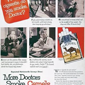 CAMEL CIGARETTE AD, 1946. More Doctors Smoke Camels than Any Other Cigarette : advertisement for Camel cigarettes from an American magazine