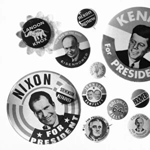 CAMPAIGN BUTTONS. An asssortment of 20th century American presidential campaign buttons