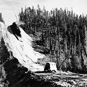 CANADA: ALASKA HIGHWAY. View along the Alaska Highway, in northern British Columbia and the Yukon Territory in western Canada, at the time of its construction, under the direction of the U. S. Army, c1942-43