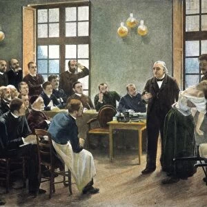 Charcots teaching clinic at the Salp├¬tri├¿re, Paris. After the painting, 1887, by Pierre Andr