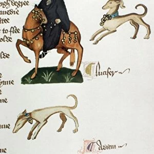 CHAUCER: CANTERBURY TALES. The Monk. Detail from a facsimile of the Ellesmere manuscript