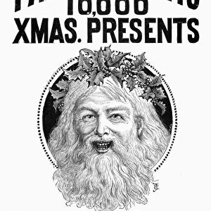 CHRISTMAS PRESENT AD, 1890. English newspaper advertisement for Parkins & Gotto store in London, 1890