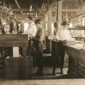 CIGAR BOX FACTORY, 1909. Workers at the Tampa Cigar Box Factory in Tampa, Florida