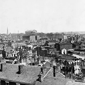 CIVIL WAR: RICHMOND, 1865. General view from Gambles Hill of the ruins of Richmond, Virginia following the American Civil War. Photograph by Alexander Gardner in April 1865